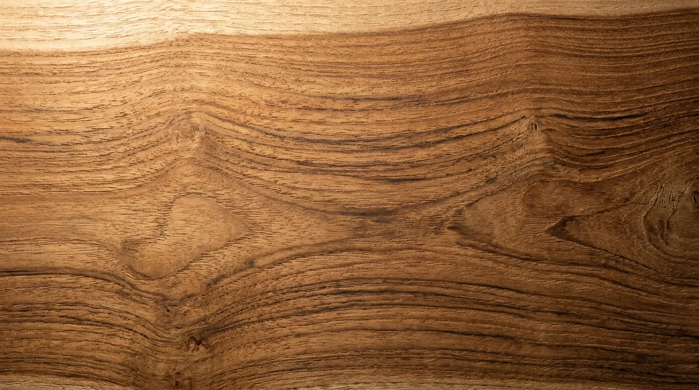Detail permukaan kayu bernuansa hangat dengan serat yang terlihat jelas